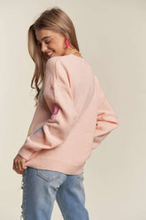 ADORA Whimsical Stars Pattern Drop Shoulder Sweater - Cozy & Trendy